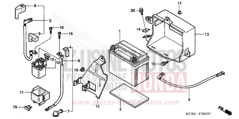 BATTERY for Transalp 650 MUTE BLACK METALLIC (NH359) from 2004